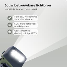 Kiraal – Noodradio Opwindbaar met Accu & Zonnepaneel | Voor Rampen - Noodpakket - Camping & Stroomuitval – Inclusief Nederlandse Handleiding - Legergroen — thumbnail 3