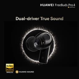 HUAWEI FreeBuds Pro 4 Zwart – Dual Driver True Sound – Stabiele & Heldere Gesprekken tot 100 dBi Omgevingsgeluid – Intelligent Dynamic ANC – 33 Uur Luisterplezier op één Volledige Oplading – Naadloze Schakeling tussen iOS & Android Apparaten — thumbnail 3