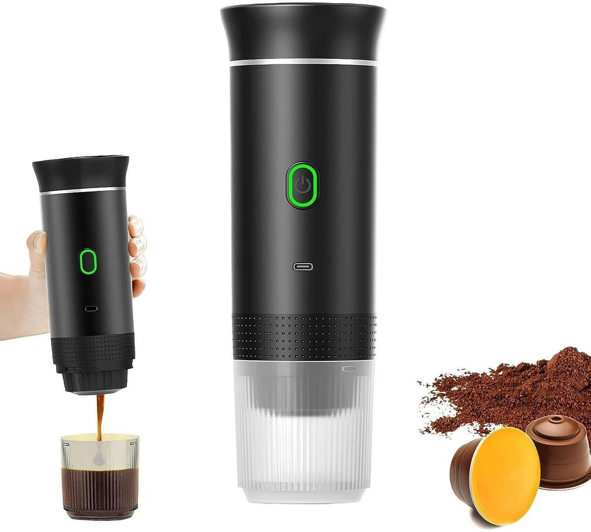 Draagbare Koffiemachine 2-in-1 Serie - Batterijgevoed - Compact Design - Voor Thuis & Outdoor - Eenvoudig Schoonmaken — afbeelding 1
