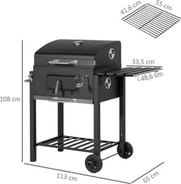 Outsunny - Houtskoolbarbecue - Metaal - 113L x 65B x 108H cm - Zwart — thumbnail 4