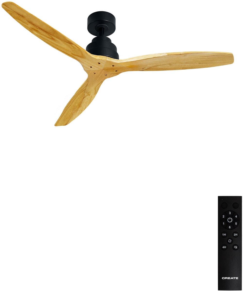 CREATE - Plafondventilator 40W silent Ø132 cm - Met Wandregelaar - Met Afstandsbediening - 6 Snelheden - Timer - Zomer/Winter functie - Zwart - WIND STYLANCE — afbeelding 1