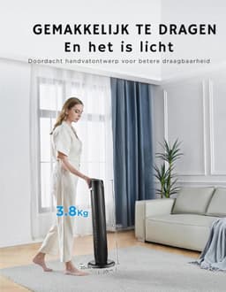 Torenventilator - Stil - Met Afstandsbediening - 92 Cm - Mobiele Ventilator - Zuilventilator - 7 Uur Timer - 3 Modi - 3 Snelheden - 45 W Staande Ventilator - Zwart — thumbnail 5