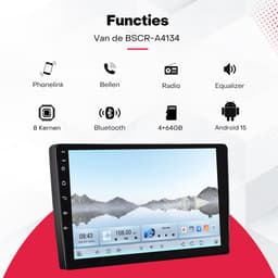 Boscer Autoradio 2Din Universeel - Android 15 - Apple Carplay & Android Auto (Draadloos) - 10.1 Inch HD IPS Touchscreen - 8-Core 4+64GB - Interne Koeler - GPS Navigatiesysteem - USB, Bluetooth, WiFi & MP5 - Achteruitrijcamera & Microfoon — thumbnail 4