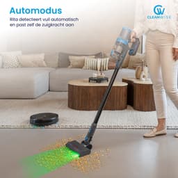 CleanWise Rita + Extra accu - Steelstofzuiger Draadloos met Kruimeldieffunctie – Zonder Zak op Accu – 30kPa Zuigkracht – Groene Laser – HEPA 14 Filter – Lichtgewicht 1,5 kg – Tot 60 Min Accuduur – Voor Huisdierharen – Nederlands Product — thumbnail 3