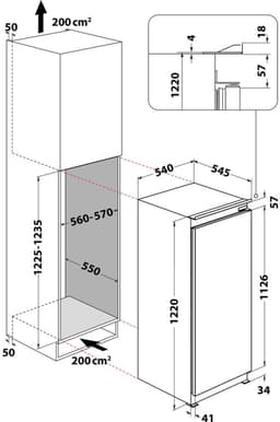 koelkast 1 geïntegreerde schuifdeur 54cm 189l v - whirlpool - arg7341 — thumbnail 11