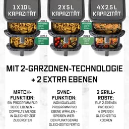 GOURMETmaxx FryUp Verticale heteluchtfriteuse met dubbele kamer, verticale airfryer, inklapbaar touchscreen, 32% ruimtebesparend, inhoud 10 liter, heteluchtfriteuse, 2 kamers — thumbnail 6