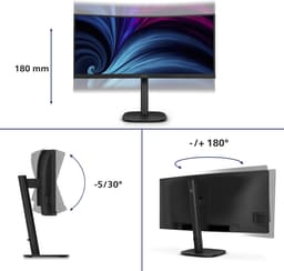 Philips 3000 series 34B2U3600C - Ultrawide USB-C Dock Monitor - 90w - RJ45 - Smart KVM - HDR400 - 34 inch — thumbnail 3