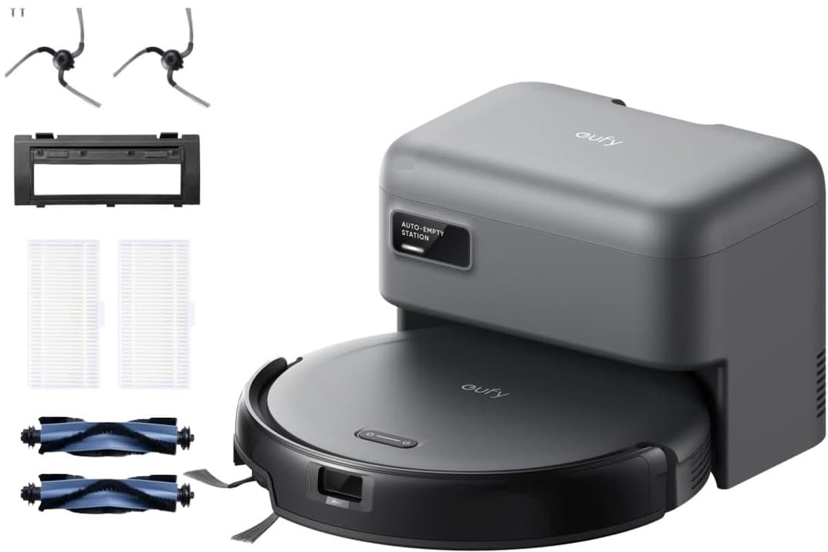 eufy Auto-Empty C10 - Robotstofzuiger met Vervangingssets - Slanke behuizing van 7,2 cm - Tapijtreiniger - Edge expansion borstel - Automatisch legen - Point laser en multi-infrarood navigatie — afbeelding 1