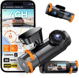 Vantrue N5S 4-kanaals 360 graden WiFi-dashcam, STARVIS 2, IR-nachtzicht, 2.7K+1080P*2+1440P voor-/achter-/binnenkant dashcam, spraakbesturing, GPS, LTE-ondersteuning, 24 uur parkeermodus, ondersteunt max. 1TB — thumbnail 1