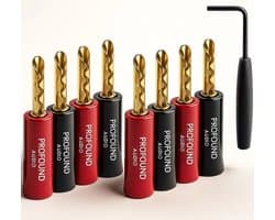 Profound Audio Premium Banaanstekkers – BFA Banaanpluggen set van 8 – 24K Gold Plated Beryllium-Koper – Voor Luidsprekerkabels & HiFi Speakers