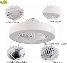 Ortho® - Plafondventilator - Plafondlamp - LED verlichting - LED fan - Zomer- en winterstand - Met afstandsbediening - Wit — thumbnail 2