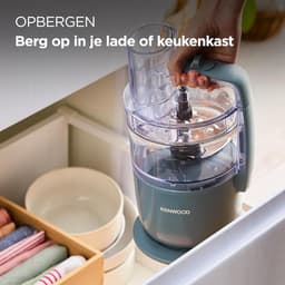 RFWR® Multi-functionele Foodprocessor voor Hakken, Snijden, Pureren en Kneden met Express Serve Accessoire - 1,3 L Mengkom - 650W Zilver — thumbnail 3