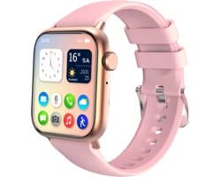 Nuvance Smartwatch Heren & Dames met Bluetooth - 45mm - Geschikt voor alle Smartphones - Stappenteller & Hartslagmeter - Roze