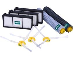 Sillar, set accessoires voor stofzuiger, reserveonderdelen, geschikt voor iRobot Roomba serie 800, 900, 3x HEPA-filters voor stofzuiger + 3 zijborstels + 2 rubberen rollen, voor verschillende oppervlakken, 8 stuks