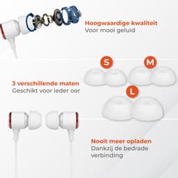 Nuvance Oortjes met Draad - 3.5mm Jack Aansluiting - Oordopjes met Draad - In-Ear Oortjes met Draad en Microfoon - Wit — thumbnail 5