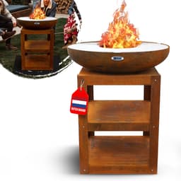 HEAT Outdoor Living Buitenkeuken Bakka - Vuurschaal met Houtopslag en Bakplaat - 80x80x96 cm — thumbnail 1