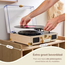 ACAZA LP Opbergsysteem - LP Houder - Lichte Eik - 56,5 x 39 x 66 cm (L x B x H) - Platenspeler Meubel - Vinyl Opbergsysteem - Platenrek - Platenkast - Platenhouder - 110 Platen — thumbnail 3