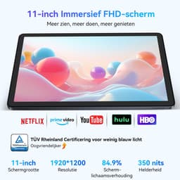 TABWEE W90 Tablet - 24GB RAM - 256GB ROM - 11 Inch - 8000 mAh - 5G WiFi - BT5.0 - Android 15 - Dubbele Simkaart - Grijs — thumbnail 5