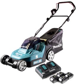 Makita DLM 432 PG4 accugrasmaaier 36 V ( 2x 18 V ) 43 cm borstelloos + 4x accu 6.0 Ah + dubbele lader — thumbnail 2
