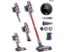 RFWR® Draadloze Steelstofzuiger 550W met LED-Display en Anti-klit Technologie