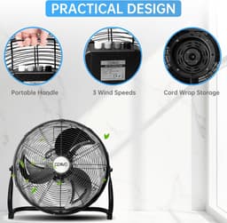 RFWR® Staande ventilator met verstelbare hellingshoek en 3 snelheden - 35/45/50 cm — thumbnail 4