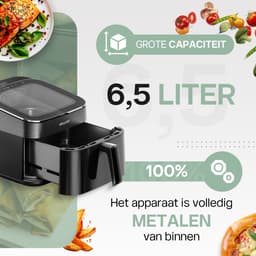 4Swiss ABB-025 SkylightView - Airfryer - 6.5L - 1700W - Glas - Touchscreen Display - Zwart — thumbnail 3