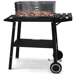 Muntel ® Houtskool barbecue -Op Wielen - BBQ - Asopvangbak - Kunststof - RVS - Zwart - Zilver — thumbnail 1