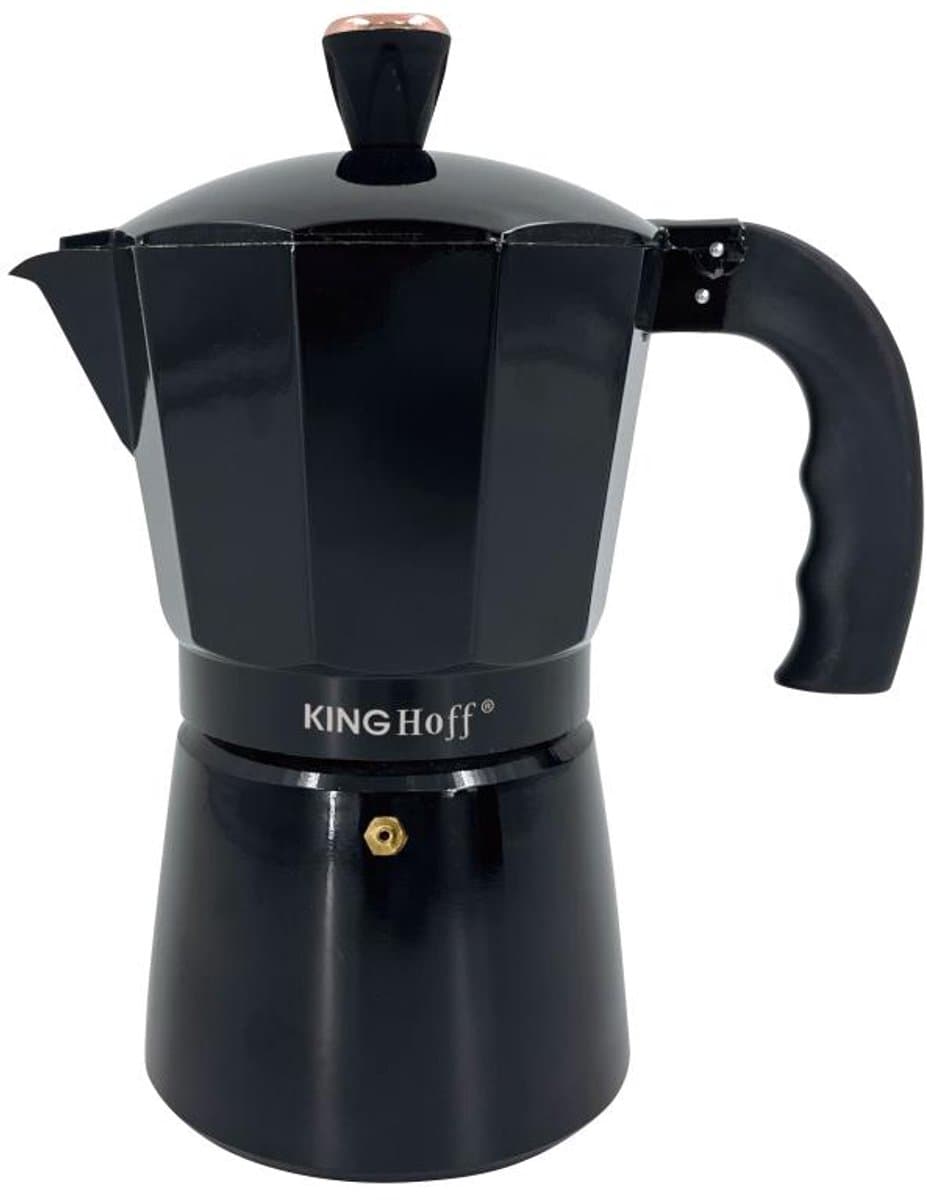 Kinghoff Aluminium Espressokoffiezetapparaat KH-1884 – 9 Kopjes – Zwart – Geschikt voor Inductie - Percolator - 450ml — afbeelding 1