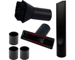 Universele set zuigmondjes - nadenzuiger, meubelmondje, plumeau - | ø 35mm aansluitingen met 3 reduceer ringen naar ø 32 mm | Geschikt voor o.a. AEG, Bosch, Electrolux, Nilfisk, Miele, Philips, Numatic, Siemens en andere merken | Multaparts® huismerk