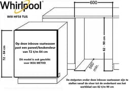 Whirlpool W8I HF58 TUS inbouw vaatwasser | Energielabel B — thumbnail 2