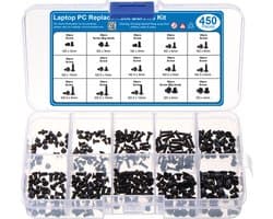 450 st. Schroeven voor Computer, Laptop & Notebook van MMOBIEL - 15 Soorten Schroevenset M2, M2.5 & M3 - Met Schroeven Opbergdoos - Zwart