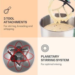 Klarstein keukenmachine, kneedmachine met 5L kom, professionele keukenmachine van 2000W met deeghaak en garde, universele keukenmachine met 6 snelheden, deegmachine voor roeren, kneden en kloppen. — thumbnail 2