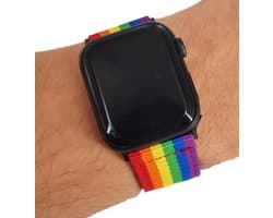 Fungus - Smartwatch bandje - Geschikt voor Apple Watch 42 / 44 / 45 / 49 mm - Series 1 2 3 4 5 6 7 8 9 SE Ultra iWatch - Stof - Nato - Regenboog