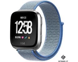 Nylon Smartwatch bandje - Geschikt voor Fitbit Versa / Versa 2 nylon bandje - blauw - Strap-it Horlogeband / Polsband / Armband