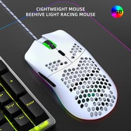 HXSJ J900 - Bedrade Gaming Muis - 6400DPI - Ultra licht - RGB Verlichting - Optisch - Wit — thumbnail 5