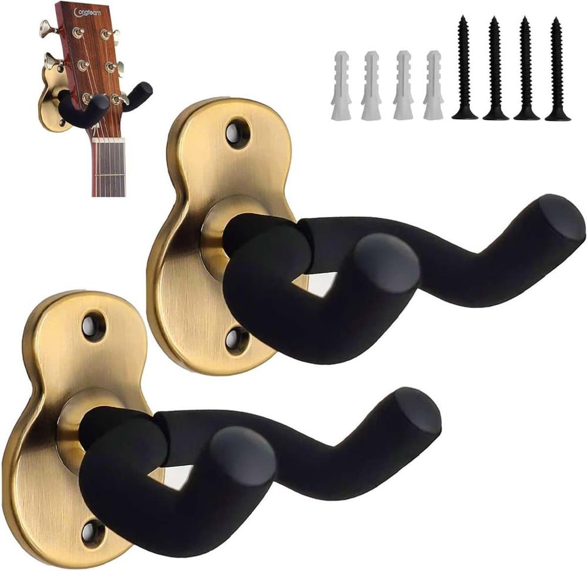 Gitaar standaard-gitaarstandaard universeel-gitaarstandaard muur-Muurbeugel-muurhaak-Guitar Stand Metal Guitar Wall Mount-Pack of 2 metalen haak — afbeelding 1