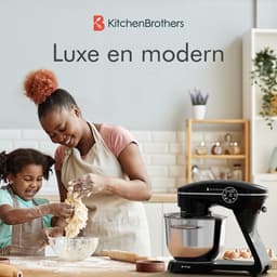 KitchenBrothers Keukenrobot - Keukenmachine - Touch Display en Timer - BPA-vrij - 6,2L - 1800W - Keukenmixer - Aluminium - Zwart — thumbnail 2