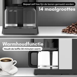 COOK-IT Koffiemachine met Bonen en Filterkoffie - Coffee Machine - Koffiezetapparaat met Display en Timer — thumbnail 3