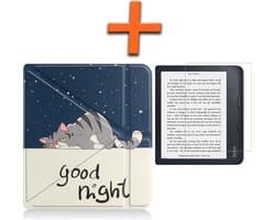 Hoesje Geschikt voor Kobo Libra 2 Hoes Book Case Trifold - Hoes Geschikt voor Kobo Libra 2 Hoesje Book Cover Met Screenprotector - Kat