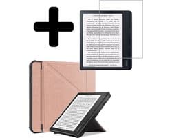 Hoes Geschikt voor Kobo Sage - E-reader Bescherm Hoesje Case Sleep Cover Trifold Met Screenprotector - Hoes Geschikt voor Kobo Sage Hoesje - Rosé Goud
