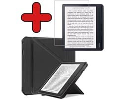 Hoes Geschikt voor Kobo Sage - Met Screenprotector - Luxe E-reader Trifold Case - Bescherm Hoesje Book Cover - Zwart