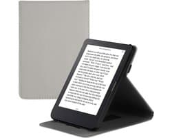 kwmobile e-reader hoesje geschikt voor Kobo Clara 2E hoes - E reader flip case van kunstleer - Ereader cover met handgrip en stand - In zilver
