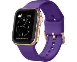 By Qubix - Geschikt voor Apple Watch bandje - Soft siliconen bandje met gespsluiting - Paars - Geschikt voor Apple Watch 44mm / 45mm / 46mm / 49mm (Ultra 1,2 en 3) - Smartwatch bandje