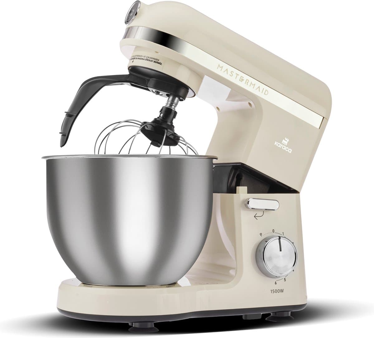 Karaca Mastermaid Chef Pro Dubbelarmige Keukenchef 1500W Zachte Room, Glanzende Room, 1500W, 5 L Mixer, Keukenmachine, Snelheidsinstelling, Deeghaak, Kloppen, Kneden en mengen — afbeelding 1