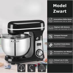 Keukenmixer - Keukenmachine - Keukenmixer met Mengkom - Keukenmixers - Deegmachine - Kneedmachine - Zwart — thumbnail 3