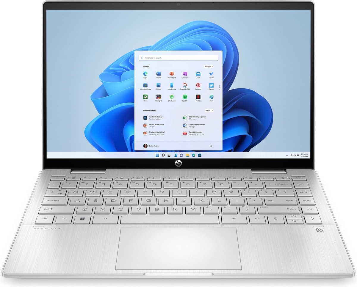 HP Pavilion x360 14-ek0843nd Intel® Core™ i3 i3-1215U Hybride (2-in-1) 35,6 cm (14") Touchscreen Full HD 8 GB DDR4-SDRAM 256 GB SSD Wi-Fi 5 (802.11ac) Windows 11 Home in S mode Zilver — afbeelding 1