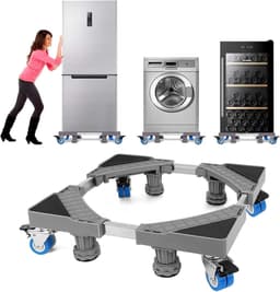 Wasmachinesokkel onderstel met 8 poten + 4 wielen, voor wasmachine, koelkast en droger, verstelbare wasmachinevoet met antislip schokabsorptiefunctie, instelbaar: 40-63 cm — thumbnail 1