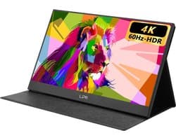 Lipa AX-60 portable monitor 4K Ultra HD 15.6 inch - Draagbare monitor - Beeldscherm - Computerscherm - Draagbaar scherm - HDMI - 2x USB C & 1x Micro usb - Speakers - Freesync - Hoes en kickstand - Ook voor consoles- Energiezuinig - 3840 x 2160 UHD