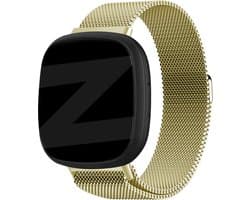 Bandz Milanese loop band geschikt voor Fitbit Versa 3 / Sense - Hoogwaardig gevlochten stalen materiaal smartwatch bandje - Milanees bandje met magneetsluiting - champagne gevlochten stalen bandje