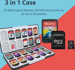 Casecentive - 24-in-1 Game Card Case geschikt voor Nintendo Switch - Premium beschermhoes - Nintendo SD kaart houder - Silicone slots - Nintendo Switch Accessoires - zwart — thumbnail 3